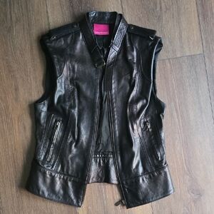 Mackage Black Leather Vest XS
